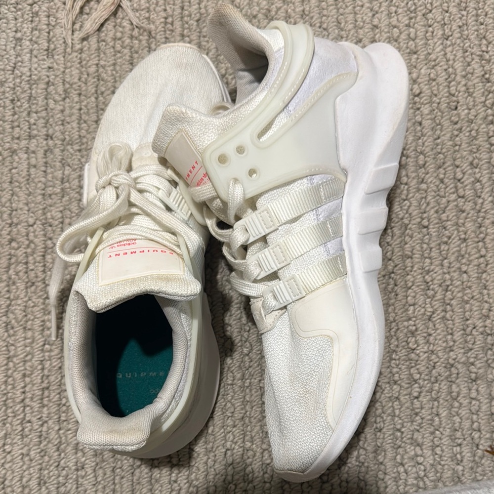 Adidas Cream and White Athletic Sneakers